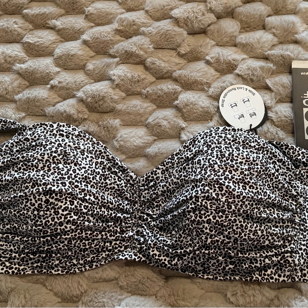 36/38D Coco Reef Brown and White Animal Print Bikini Top